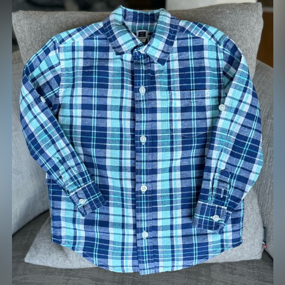 Janie And Jack Linen-Cotton, Roll-Cuff Sleeves, Boys Size 3